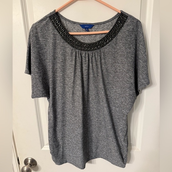 Apt. 9 Tops - Apt. 9 Women's Gray Top with Embellished Neckline